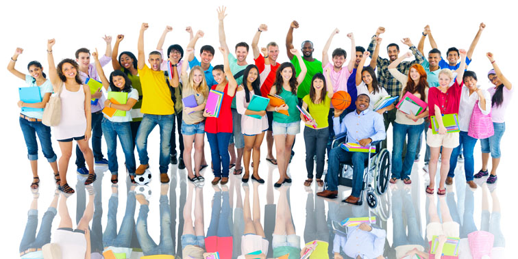 Group of students cheering